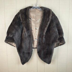Vintage 60s Regina Glenara by Glenoit Faux Fur Capelet Cape Stole Made in USA